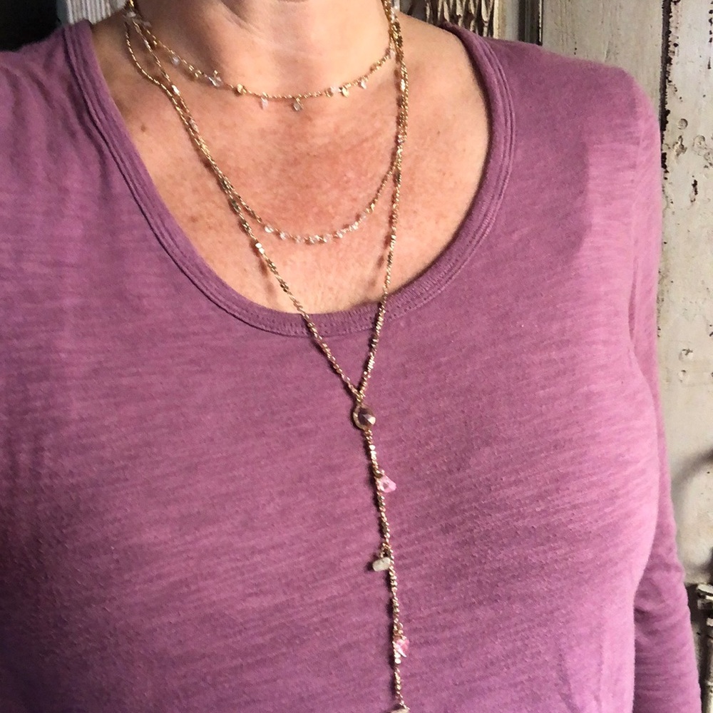 NWT Free People gold 3-tier necklace